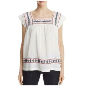 Beach Lunch Lounge Boho Embroidered Blouse Large L